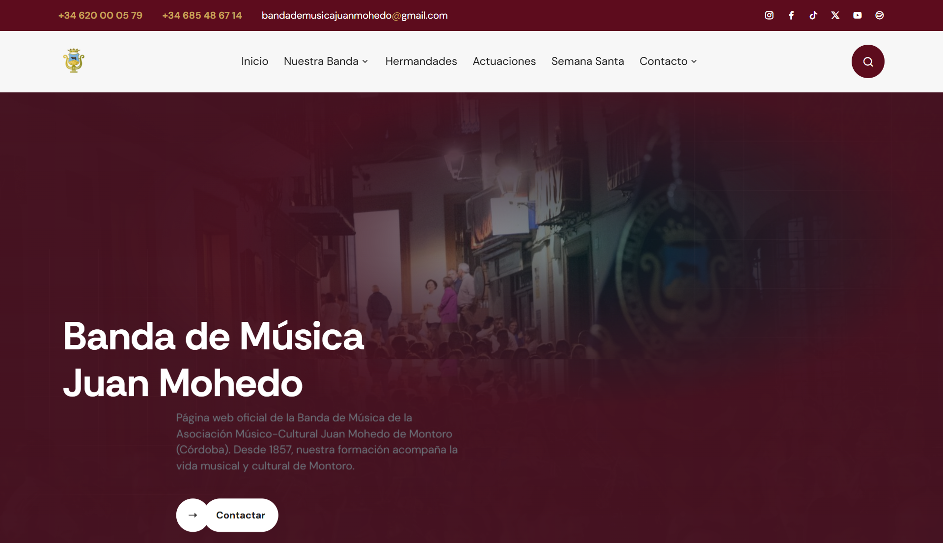 Presentación conceptual de la web de Banda Juan Mohedo