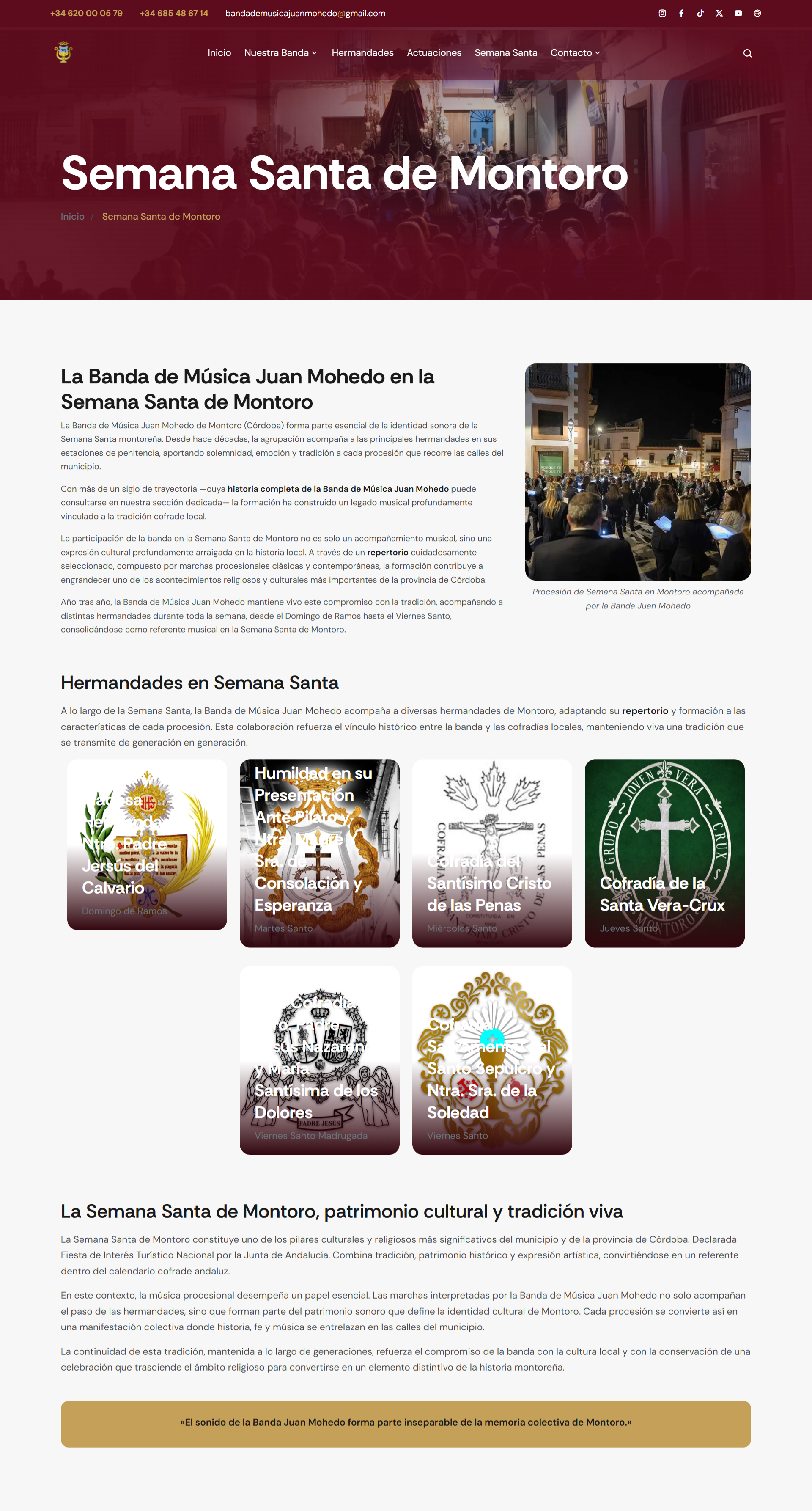 Página conceptual de la web de Banda Juan Mohedo